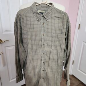 NATURAL LIFE Men's Plaid Button-Down Shirt - Gray and Blue